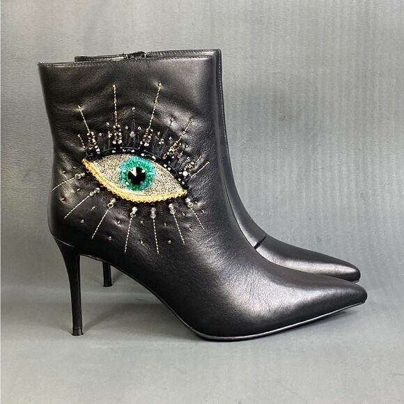 Kurt Geiger Women’s Black leather Belgravia Pointed Toe Ankle Boots Size 10.5 - Picture 1 of 13